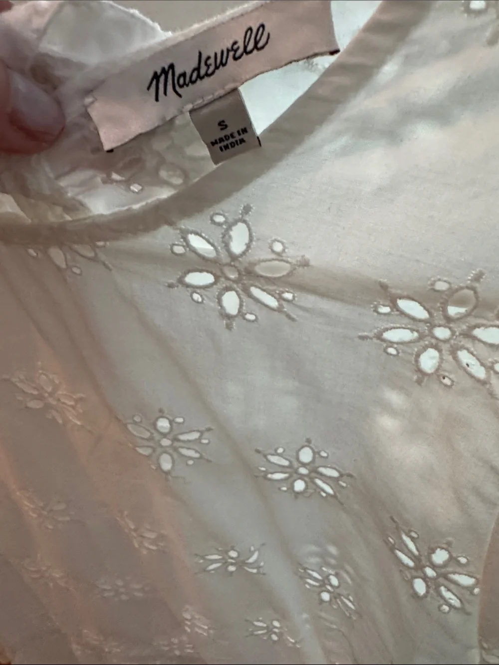 Madewell White Eyelet Peasant Blouse